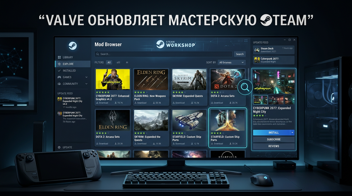Valve обновляет Мастерскую Steam — новый beta-интерфейс ускоряет поиск модов и добавляет Quick View